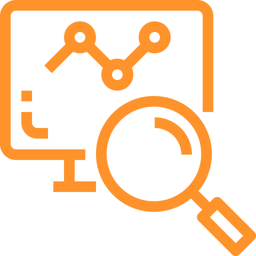 Magnifying glass on monitor icon
